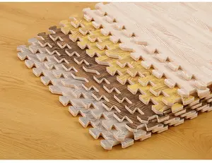 2023 Factory Direct Sales High Quality Interlocking Wood Grain Eva Foam Soft Kids Play Mat Tiles Floor Puzzle Mat