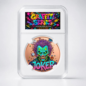 Moneta d'<span class=keywords><strong>arte</strong></span> graffiti in rame puro 999 da 1 oz in porta monete, con rilievo 3D, verniciata UV, effetto proof, da collezione, stile street art - Product Image 2