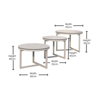 Ensemble de table basse moderne en aluminium en forme de T OSMEN avec design rond pour jardin, terrasse et balcon