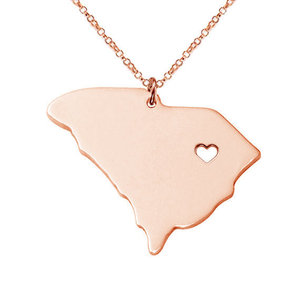 Collier en acier inoxydable avec pendentif cœur creux de la <span class=keywords><strong>carte</strong></span> de l'État de Caroline du <span class=keywords><strong>Sud</strong></span>, bijoux de mode pour hommes et femmes - Product Image 5