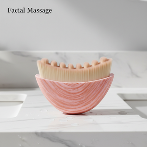 Sikat <span class=keywords><strong>Guasha</strong></span> Perawatan Kulit Gagang Plastik Pink untuk Drainase Limfatik, Alat Pijat Wajah <span class=keywords><strong>Guasha</strong></span> - Product Image 1