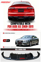 Kit carrosserie Perfiply en fibre de carbone véritable, style KB, diffuseur de pare-chocs arrière avec éclairage LED pour Audi A5 S5 B8.5 Sport 2008-2011