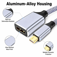 Adaptateur Mini DP vers DP Femelle 3OCM 8k60HZ pour Ordinateurs Portables MacBook, Convertisseur de Connexion Vidéo HD TV