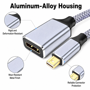 Adaptateur Mini DP vers DP Femelle 3OCM 8k60HZ pour Ordinateurs Portables MacBook, Convertisseur de Connexion Vidéo HD <span class=keywords><strong>TV</strong></span> - Product Image 4