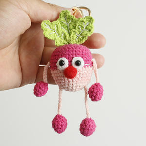 Super mignon dessin animé crocheté à la main carotte tête pendentif crochet porte-clés pendentif tricoté à la main <span class=keywords><strong>radis</strong></span> Crochet porte-clés - Product Image 3