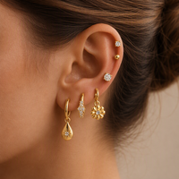 JUSN0VA Vente en gros de boucles d'oreilles en or 18K PVD, ensemble de boucles d'oreilles avec CZ violet, imperméables, hypoallergéniques, résistantes à la décoloration, pour femmes, OEM ODM