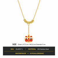 Collier pendentif masque de danse du lion chinois en acier inoxydable 304 couleur or 18 carats rouge blanc noir
