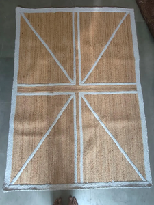 Natural Beige White Jute Area <b>Rug</b> Handwoven Geometric Boho Farmhouse Carpet <b>Rustic</b> Home Decor for Livig Room Bedroom Entryway - Product Image 4