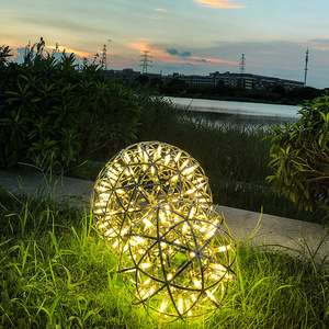 โคมไฟระย้า LED สำหรับสวนกลางแจ้ง กันน้ำ ทำจากสแตนเลสทรงกลม เหมาะสำหรับตกแต่งสนามหญ้า วิลล่า และลานบ้าน - Product Image 4
