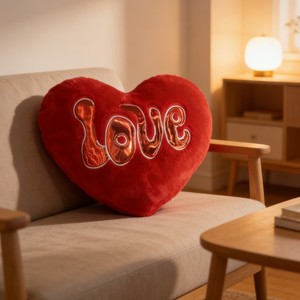 Vente en gros d'usine : Adorable coussin en peluche en forme de cœur, poupée en peluche douce pour filles, idéal pour la Saint-Valentin ou comme cadeau de mariage - Product Image 3