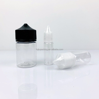 Botella de PET de 30 ml con tapa V3, botella corta y ancha para uso agrícola, tapa de rosca con gotero y boquilla dispensadora, botella exprimible