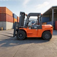 Chariot élévateur diesel robuste de 7 tonnes, capacité de 7000 kg, avec moteur ISUZU pour le chargement de conteneurs, certifié CE ISO