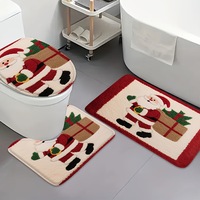 Tapis de salle de bain de Noël en promotion, ensemble de trois pièces, tapis décoratif pour une ambiance festive, tapis de bain facile d'entretien