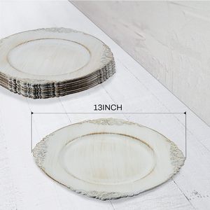 Assiettes rondes de 13 pouces en plastique PP écologique avec bordure gaufrée en forme de feuille pour le service de table, les mariages, les réceptions - Product Image 4