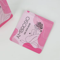 Sachet rose mat personnalisé en gros pour emballage de masques cosmétiques et de soins de la peau, sac en Mylar thermoscellable, pochette plate givrée à fermeture éclair