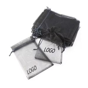 Bolsas de Organza Personalizadas al por Mayor con Logotipo, Bolsitas de Regalo Pequeñas y Grandes para Joyería de Boda, Bolsa de Organza Transparente con Cuerda de Satén - Product Image 3