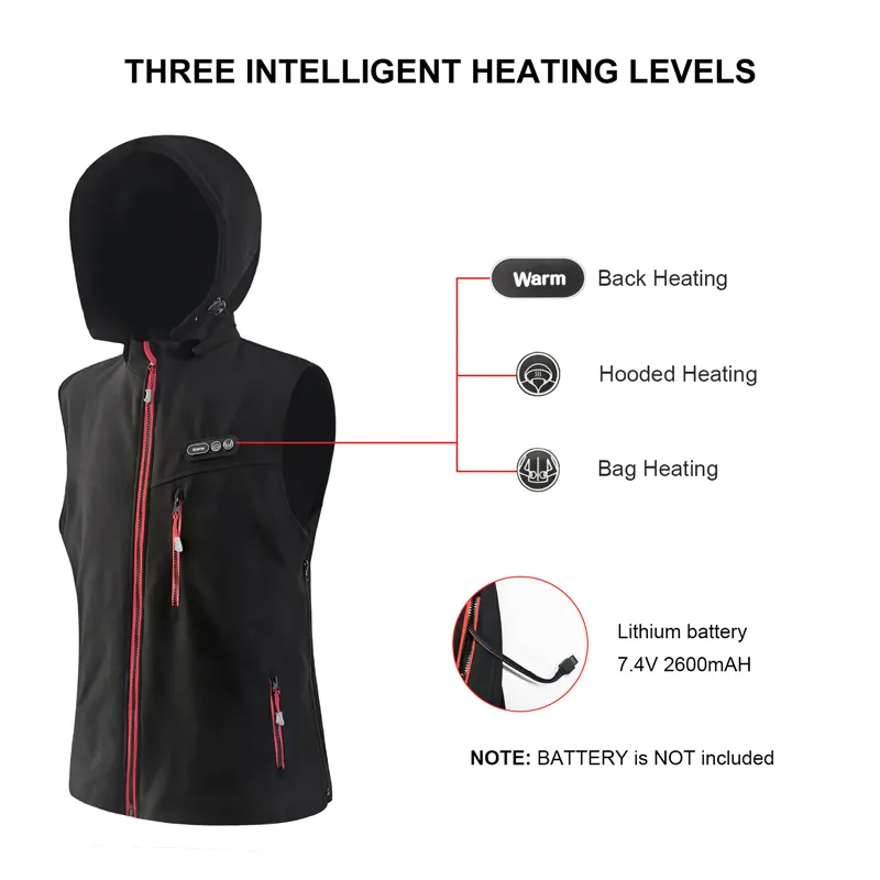 Gilet con cappuccio riscaldato elettrico per moto con gilet antivento alimentato a batteria Usb 5v con cappuccio per la guida invernale