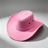 Sombrero Fedora Vaquero Occidental Personalizado Unisex de Tela de Gamuza con Ala Ancha, Protección Solar, Gorra Clásica para Montar a Caballo con Tres Cuerdas