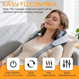 Écharpe de massage Shiatsu chauffante électrique portable de haute qualité pour le cou, les épaules, le dos et le corps entier, outil de soulagement de la douleur pour les voyages - Product Image 6