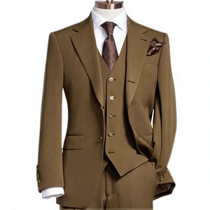 Costume 3 pièces pour homme, style américain et britannique, simple boutonnage, grande taille, revers cranté, coupe ajustée, pour affaires, mariage, formel, 100% - Product Image 4