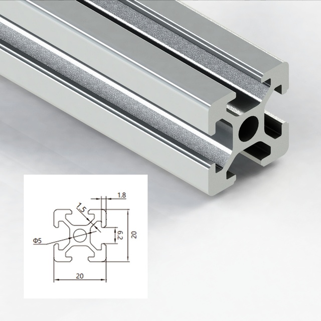 Industrial Extrusion Aluminium Profile 2020 6mm Slot Black and Silver Anodized