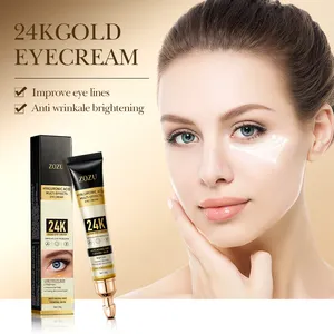 OEM ZOZU批发24k金色透明质酸眼霜多效修复抗皱滋养素食抗衰老眼霜