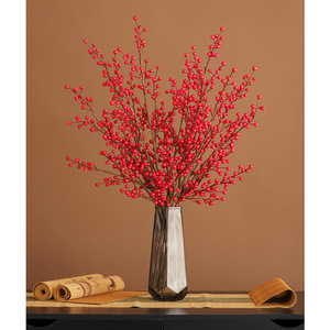Xin Xinyi Fruta de la Fortuna Artificial, Baya Roja de Granada de 12 Ramas, Decoración de Plástico para Bodas, Hogar y Exteriores - Product Image 2