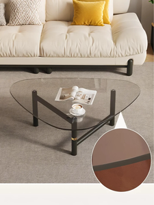 AGS-05-CJ Mesa de Centro Triangular Moderna y Minimalista con Tapa de Vidrio Templado, Mueble para Sala de Estar en Espacios Pequeños - Product Image 4