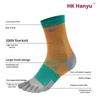 Chaussettes de sport Crew à cinq doigts respirantes antidérapantes en graphène antibactérien Design de logo corporel