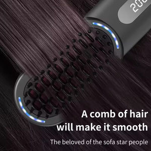 Cepillo Alisador de Cabello Eléctrico Inalámbrico Portátil con Luz Azul, Pantalla LCD, Calentamiento Rápido e Iones Negativos para Uso Doméstico - Product Image 5