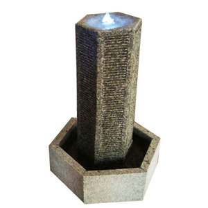 Decoración de Jardín, Fuente de Agua en Jarra con Cascada de Piedra de Granito Natural, Luz LED Interior, Circulación de Agua con Base, Altura Total 70 cm - Product Image 1
