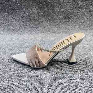 Sandalias de Tacón con Pedrería y Punta Abierta, Estilo Coreano, Primavera/Verano 2024, para Mujer - Product Image 5