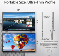 Moniteur portable à double écran de 15,6 pouces 180 °   Écran LCD IPS pliable et rotatif FHD prenant en charge l'affichage double pour les ordinateurs portables MacBook
