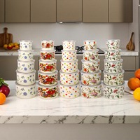 Ensemble de 5 bols à glace émaillés épais de 10 à 18 cm, récipients de stockage alimentaire avec couvercle, logo personnalisé pour réfrigérateur, usage domestique et hôtelier