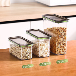 Transparent Square Grain <b>Storage</b> <b>Container</b> With Clip On Lid <b>Stackable</b> Hanging Kitchen Food Organizer For Pasta Beans Spices - Product Image 3