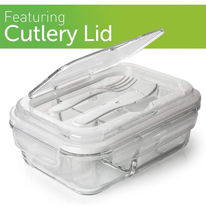 Hình chữ nhật Stackable 3 ngăn lưu trữ thực phẩm Prep <span class=keywords><strong>container</strong></span> Kính Bento <span class=keywords><strong>Box</strong></span> với nắp đậy - Product Image 4