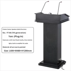 Bục giảng bằng gỗ chắc chắn có thể điều chỉnh, tích hợp micro, dành cho lớp học & hội nghị, bàn phát thanh đa phương tiện cho trường học - Product Image 6