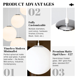 Lampes suspendues modernes en verre blanc, style minimaliste, combinaison de lampes suspendues, <span class=keywords><strong>luminaire</strong></span> industriel pour la décoration de la maison, lampe LED - Product Image 2