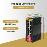 4 SFP + 12 RJ45 L2 Managed Gigabit Switch SNMP QoS Dual Power 32Gbps Bandwidth Crane Steel Mill Industrial SH-GM04012-P