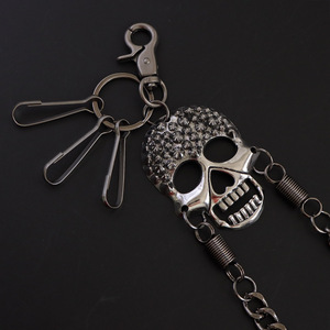yueli Punk Metal <b>Skull</b> Waist Chain Double Layer Gunmetal Zinc Alloy Hip Hop Accessory Men's Fashion Body Chain - Product Image 2