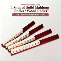 Soporte para Fichas de Mahjong en Forma de L de Madera Maciza, Dos Tamaños: 25.5cm (Viaje) y 45cm (Hogar), Organizador de Fichas para Juego de Mahjong Americano