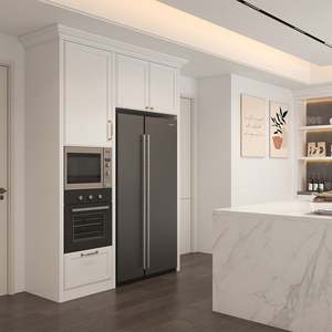 SANTOPOVA Cuisine modulaire en bois à concept ouvert 3D de style ferme moderne, armoires de cuisine en MDF mélaminé, évier pour usage domestique - Product Image 4