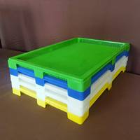 Panier en plastique maillé HDPE de couleur personnalisée, ventilé et empilable, pour la séchage des produits de la mer dans les entrepôts frigorifiques
