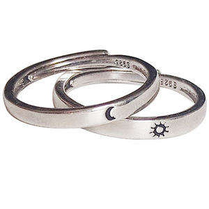 Anillos de Pareja de Sol y Luna Chapados en Plata 925, Anillos de Promesa de Boda para Él y para Ella - Product Image 1