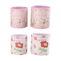 Élégant et charmant panier à fleurs en papier recyclé imprimé, boîte cylindrique florale pour bouquet frais, arrangement cadeau de fête