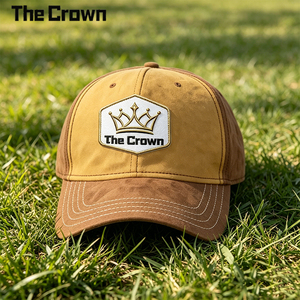 Casquette de baseball structurée à 6 panneaux en daim avec logo personnalisé, bicolore, avec patch tissé, vente en gros, fabricant - Product Image 3