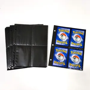 黒と透明の内側のページ4ポケットカードアルバム4カードバインダースリーブシート収集用kpopスポーツ漫画カード