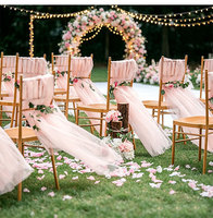 Fabricante Profesional OEM, Marca Laiyuan, Modelo 31535, 15 Colores, Silla de Organza Romántica Desmontable Personalizada, Decoración para Bodas