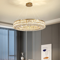 Lustre de restaurant ovale rectangulaire en cristal en acier inoxydable chromé LED Lustre 3000K-6000K Lampe suspendue pour salon