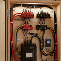 DAMAVO Barre omnibus 50A, bloc de distribution d'alimentation en laiton avec connexion par boulons M4/M6/M8, bornes pour systèmes de batteries CC 12V-48V, applications marines